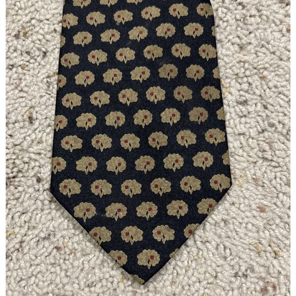 Vintage Giorgio Armani Silk Tie Black Gold Red ITALY C25